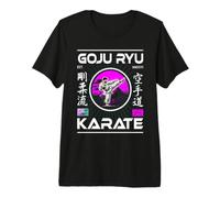 Goju-Ryu Karate Retro Design with Karateka and Kanji Premium T-Shirt