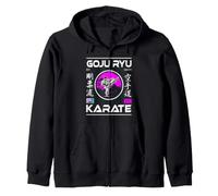Goju-Ryu Karate Retro Design with Karateka and Kanji Zip Hoodie