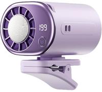 Gokame 2026 Car Clip on Air Conditioner Fan with LED Display - 360° Rotation, 199 Speeds Adjustable, USB Rechargeable Personal Cooling Fan, 16℃ Semi-Cooling Wide Clamp Detachable (Purpe)