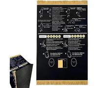 Gokame Bilingual Guided Muslim Prayer Mat with Direction Finder, Interactive Guided Muslim Prayer Mat, Thick Padded PrayerRug Non-Slip Base, Educational Salah PrayerMat for Home Travel Mosque (Black)