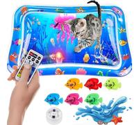 Gokame Glow Pad for Cats, Glowing Water Mat forCats with 6 Floating Fish Toys, Thickened Water Sensor Play Mat with Led Light, Glowpad for Cats, Motion-Triggered RGB Lighteffects