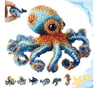 Gokame Octopus Bead Embroidery Kit,3D Ocean Animals DIY Beadwork Craft Kit,Ocean Animals Beaded Ornament,DIY Beaded Ornament Kit Art Craft Supplies,Home Decor Gift for Craft Lover (Octopus-B)