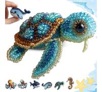 Gokame Octopus Bead Embroidery Kit,3D Ocean Animals DIY Beadwork Craft Kit,Ocean Animals Beaded Ornament,DIY Beaded Ornament Kit Art Craft Supplies,Home Decor Gift for Craft Lover (Sea Turtle)