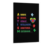 Gokays Autism Definition Framed Canvas Wall Art W/Positive Quote Funny Black & White Poster, Motivational Artwork, Gift for Autism Awareness Family Friend, 28x43 CM