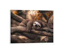 Gokays Autumn Forest Canvas Framed Wall Art, Resting Sloth on A Tree Branch Modern Posters Fall Wall Decoration for Office Nursery School, Thanksgiving Gifts for Family Friends, 40x50CM