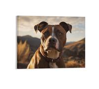 Gokays Fall Field & Mountain Canvas Framed Wall Art, Serious Boxer Dog Modern Posters Autumn Season Wall Decoration for Office Nursery School, Thanksgiving Gifts for Family Friends, 40x50CM