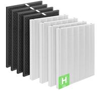 GoKBNY 116130 Replacement Filter H Compatible with Winix 5500-2 Purifier and Models AM80, 4-Set Include 4×Filters + 4×Activated Carbon Filters