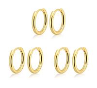 Gokeey Small Gold Huggie Hoop Earrings Set for Women 14K Real Gold Plated Hypoallergenic Lightweight Earrings for Sensitive Ears Everyday Earrings Sets for Multiple Piercing Cartilage Hoop Earrings