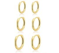 Gokeey Small Gold Huggie Hoop Earrings Set for Women 14K Real Gold Plated Hypoallergenic Lightweight Earrings for Sensitive Ears Everyday Earrings 6mm/8m/10mm/12mm(4 Pair)