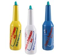 Gokelomg 3 x Flair Bottle, Cocktail Shaker, Flair Bartender Mix Colour Set, Training Bottle, Bartender Exercise and Performance Bottle 25 oz/750 ml (White, Yellow, Blue)