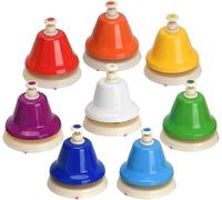 Gokelomg Table Bells, 8 Tones Diatonic Metal Hand Bells, Rainbow Music Bells, Musical Learning, Teaching Percussion Instrument