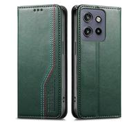 GOKEN Case Cover for Motorola Edge 50 Neo - Premium PU Leather Wallet with Magnetic Flip, Silicone Interior, Card Holder, Foldable Kickstand - Green