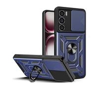 GOKEN Case for Oppo Reno 12 Pro 5G, Armor Dual-Layer Cover with Flexible Soft Silicone & Hard PC, 360° Rotating Ring, Protective Lens Slider & Magnetic Car Mount Compatibility - Blue