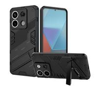 GOKEN Case for Xiaomi Redmi Note 13 Pro 5G / Poco X6 5G: Flexible Soft Silicone and Hard PC Armor, Shockproof Cover with Foldable Stand, Anti-Slip, Bumper Design, Black