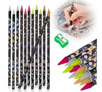 GOKEPO 13 Pcs Diamond Painting Pen Rhinestone Picker Pencil Set Self Adhesive Nail Dotting Wax Pen with Pencil Sharpener Resin Point Drill Pens 5D Crystal Gem Pick up Tools DIY Nail Art Accessories