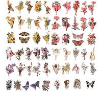 GOKEPO 180 PCSVintage Butterfly Flower Plant Scrapbooking Sticker Fairy Stickers Transparent Botanical Aesthetic Supplies for DIY Craft Diary Planner Bullet Journaling Card Making Hand Ledger Album