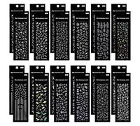 GOKEPO 24 Sheets Holographic Deco Stickers Self Adhesive Korean Stickers for Photocards Glitter Chain Butterfly Bubbles Snowflake Musical Note Decals for DIY Craft Album Scrapbook Journal Planner