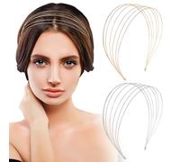 GOKEPO 2Pcs Multi-Layered Metal Headband for Women - Elegant Hair Accessories With Thin Elastic Wire - Wedding and Bridal Headpiece