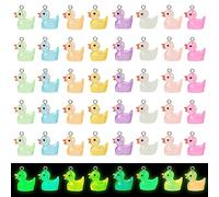 GOKEPO 48Pcs Luminous Duck Charms Glow in The Dark Pendants Mini Resin Duck Shape Pendant Animal UV Bead Solar Bead DIY Accessories for Jewelry Making Necklaces Bracelets Earrings Arts Supplies Crafts