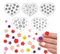 GOKEPO 5 Pcs Flower Polymer Clay Molds 3D Silicone Mold for Jewelry Making Small Rose Daisy Floral Resin Casting Molds for DIY Nail Art Earrings Decoration Manicure Making Tools Craft Supplement