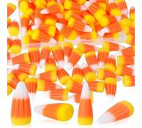 GOKEPO 50Pcs Halloween Resin Candy Corn Artificial 3D Candy Corn Bead Fall Faux Fake Corn Scrapbooking Embellishments for Craft Making Halloween Supplies Decorations Ornaments DIY Charms