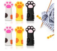 GOKEPO 6Pcs Silicone Cat Paw Needle Minder Stitch Stopper Knitting Needle Stoppers Knitting Needle Point Protectors Knitting Accessories Needle Tip Cover Supplies fit Size 11-17 (8-12.75mm) Needles