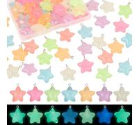 GOKEPO 70Pcs Luminous Star Beads Glow in The Dark Beads Resin Star Shape Pendant UV Bead Solar Bead DIY Accessories for Jewelry Making Necklaces Bracelets Charm Earrings Arts Supplies Crafts Decor
