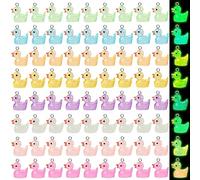 GOKEPO 80Pcs Luminous Duck Charms Glow in The Dark Pendants Mini Resin Duck Shape Pendant Animal UV Bead Solar Bead DIY Accessories for Jewelry Making Necklaces Bracelets Earrings Arts Supplies Crafts