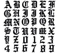 GOKEPO Gothic Iron On Letters Patch for Clothing A-Z 26 Varsity Letter Patches Old English Letters 0-9 Numbers for Clothing Number Badge Goth Iron On Patches Fabric Patches for Jeans Bags, Black