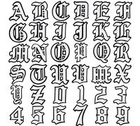 GOKEPO Gothic Letter Iron On Patch A-Z 26 Varsity Letter Patches for Clothing Old English Letters 0-9 Iron on Numbers for Clothing Badge Goth Iron On Patches Fabric Patches for Jeans Bags, Silver