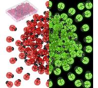 GOKEPO Luminous Ladybugs State, 50Pcs Mini Resin Glow in The Dark Ladybug Luminous Animal Ornament for Dollhouse Fairy Garden Decoration Tiny Ladybug Figurine DIY Craft Micro Landscape Aquarium