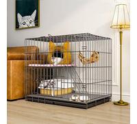 GOKEUEKDY Cat Playpen Foldable Cage - Portable Pet Enclosure with Door for Indoor Outdoor, Easy Assembly for Kittens, Cats, Small Animals