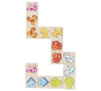 Goki 3D Domino Game Farm Animals Puzzle Wood Shape Sorter Childrens Kids Toy