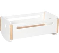 goki 51432 - Doll's Cradle Heart, 52.2 x 30.3 x 22 cm, White & Natural, Wooden Doll Bed with Rocking Skids