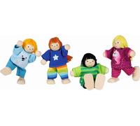 Goki 51499 Boys and Girls Gang Flexible Dolls Baby, multicoloured