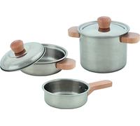 Goki 51509 Cooking Set Star Kitchen 5-Piece Large and Small Pot with Lid and Pan, Toddler Toys for Children's Kitchen and Shop