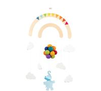 goki 52867 Mobile Elephant on the Journey Made of Wood and Wool Felt, Soothing Wooden Mobile, Theme Clouds & Balloons in the Baby Room, Promotes Imagination and Visual Development, 25 cm x 30 cm, from