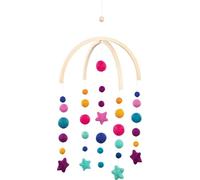 goki 52868 Mobile Star Dance Made of Wood and Wool Felt, Soothing Wooden Mobile, Moon & Stars Theme in Baby Room, Promotes Imagination and Visual Development, 43 cm x 42 cm, from Birth