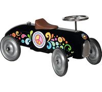 goki 53758 - Ride-On Vehicle Black - Goki66 - Children's Push Car with Steering Wheel and Cheerful Motifs, Retro Ride-On Vehicle
