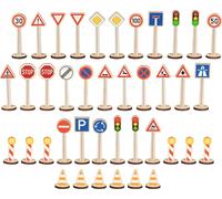goki 53761 - My Large Traffic Sign Set, 40-Piece Wooden Traffic Signs Set, Educa