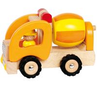 Goki Cement Mixer 55926, Wooden Push-Along Kids Toy Vehicle, Large Yellow