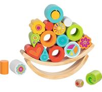 goki 56292 - Flowerloop 66 Balancing Game - Colourful 21-Piece Wooden Skill Game with Colourful Stacking and Balancing Elements and Always New Building Options