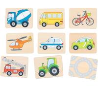 goki 56301 Wooden Memory Game Vehicles Memory Games Classic for the Whole Family, Find Couples, Promotes Memory & Visual Perception, Wooden Box for Storing, Set of 32, from 3 Years