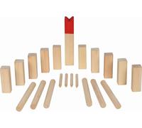 GOKI 56324 Kubb Viking Set in Cotton Bag chess Board Games, Brown