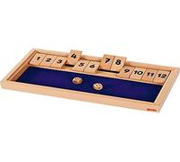 Goki Dice Game Shut The Box 56651 – Wood, 2 Dice, 32.2 x 17.3 x 3.2 cm – Natural/Blue
