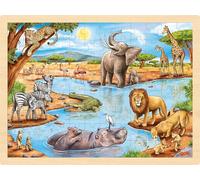 goki 57347 - Inlay Puzzle African Savannah - 96 Robust Wooden Pieces (US IMPORT)