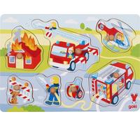 goki 57375 Wooden Fire Brigade Puzzle 7 Pieces