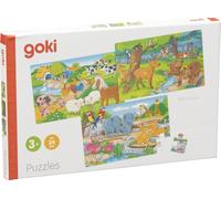 goki 57377 Wooden Puzzles Animals 3 Different Designs with Animals w (US IMPORT)