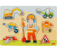 goki 57406 - Steckpuzzle Bauarbeiter aus Holz - 8 Teile (US IMPORT)
