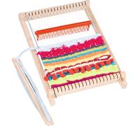 goki 58287 Loom 17 cm Weaving Set with Unstrung Wooden Loom Frame, Weaving Ship, Weaving Comb and Tension Rod